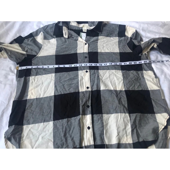 H&M Buffalo Flannel button up shirt Top Plaid 100% Cotton Sz XL - Picture 3 of 6